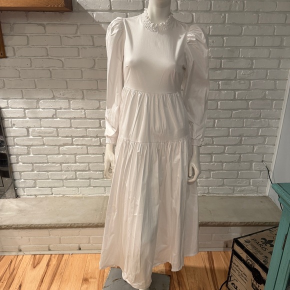 Danielle Bernstein White Boho Prairie Dress Sleeve Maxi Cottagecore Romantic - Picture 9 of 15